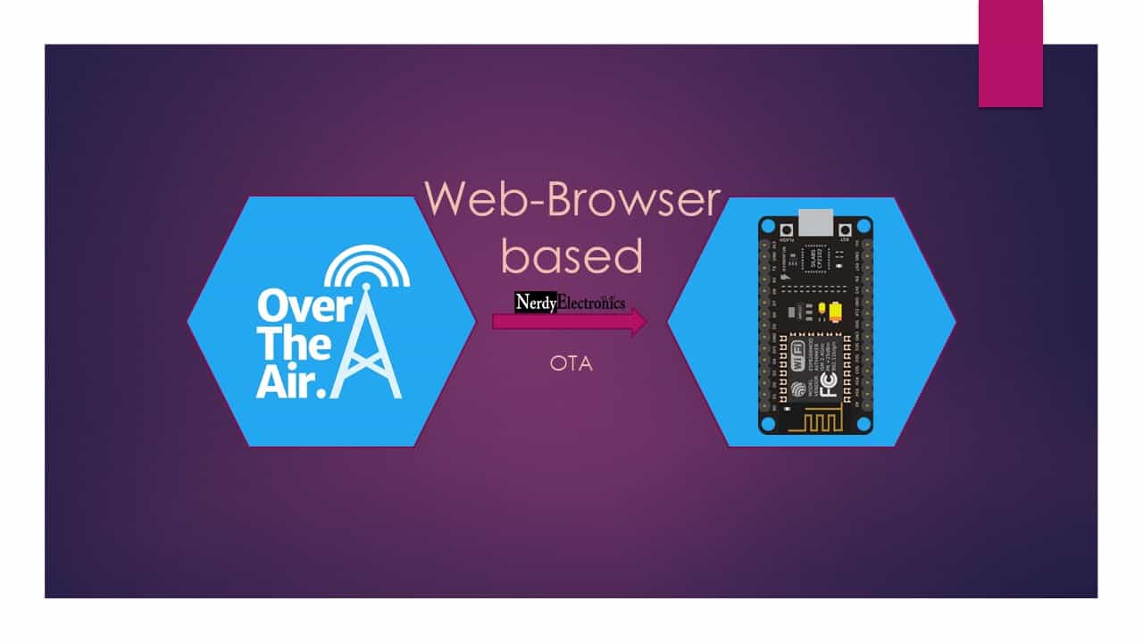 ESP8266 Over the Air (OTA) Update through Web Browser ESP8266 NodeMCU microcontroller connected to Over The Air OTA web browser-based firmware update system diagram.