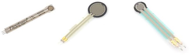 Three FlexiForce A201 thin-film force sensor variants